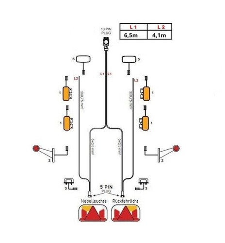 Kabelsatz anhänger 5m - kabelsatz, 6,5m